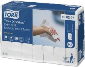 Tork Premium Xpress® extra zachte handdoek XL, multifold, 2-laags, systeem H2, wit — detail 2