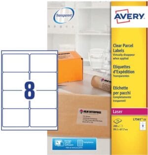 Avery L7565-25 verzendetiketten 99,1 × 67,7 mm - transparant, 200 etiketten — productfoto 2