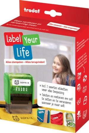 Trodat Label Your Life textiel-stempel met letterset, stempelkussen en etiketten