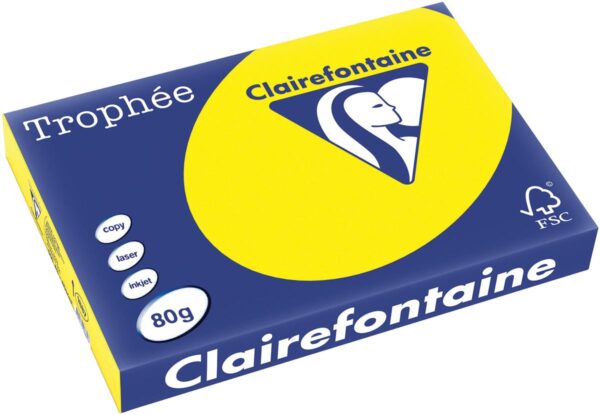 Clairefontaine Trophée Intens, gekleurd papier, A3, 80 g, 250 vel, zonnegeel