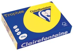 Pak Clairefontaine Trophée Intens gekleurd papier A4 in zonnegeel, 80 g/m², 500 vel