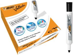 Zwarte Bic Velleda 1711 whiteboardmarker met ronde punt en schrijfbreedte van 1,9 mm