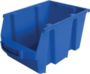 Blauwe Viso magazijnbak van 4 liter met etikethouder en handvat vooraan