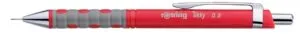 Rode Rotring Tikky navulbare vulpotlood met 0,5 mm schrijfbreedte, metalen clip en gum
