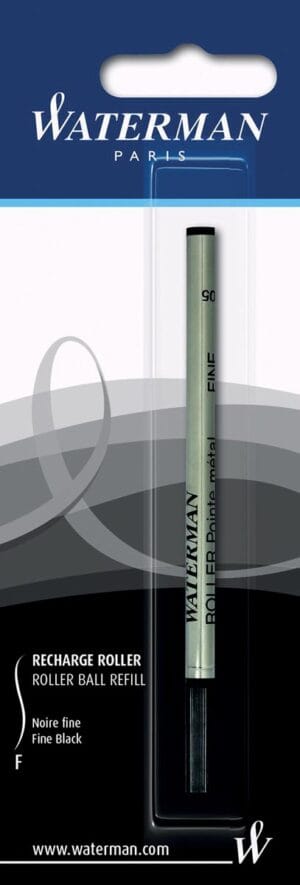 Waterman rollervulling met fijne punt in zwart op blister