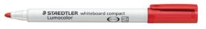 Rode Staedtler Lumocolor Compact whiteboardmarker met ronde punt en clip