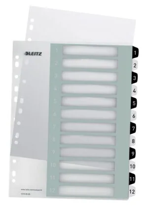 Leitz WOW printbare index met 12 zwart-witte tabs voor A4 Maxi