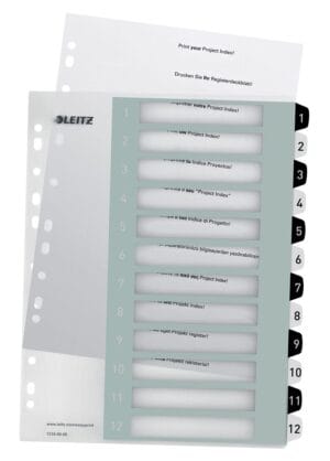 Leitz WOW printbare index, 12 tabs, zwart-wit — detail 2