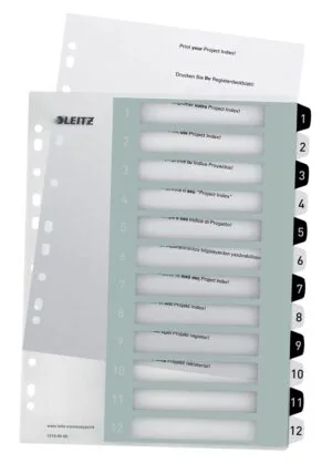 Leitz WOW printbare index A4 Maxi - 12 tabs, zwart-wit — productfoto 2