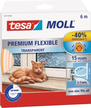 Tesa Moll Premium Flexible tochtstrip 6 m transparant