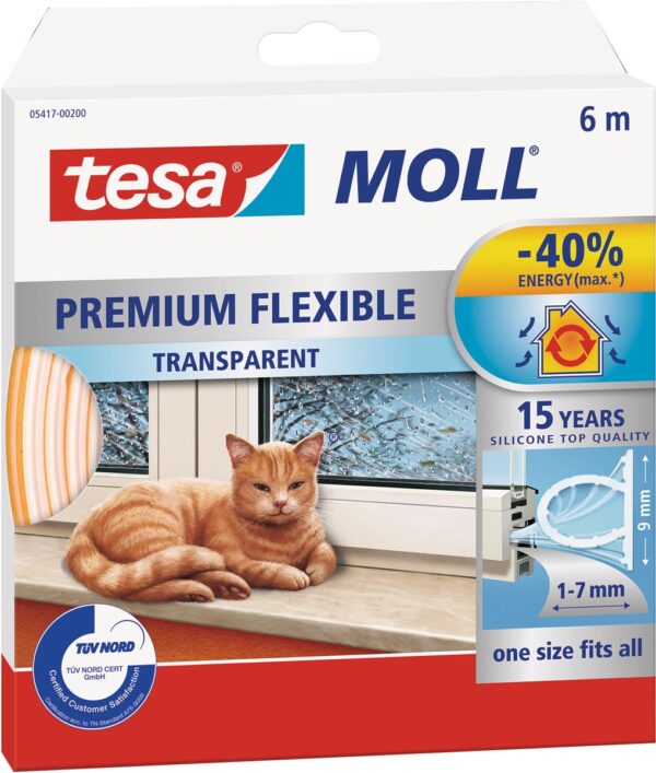 Tesa Moll Premium Flexible tochtstrip 6 m transparant
