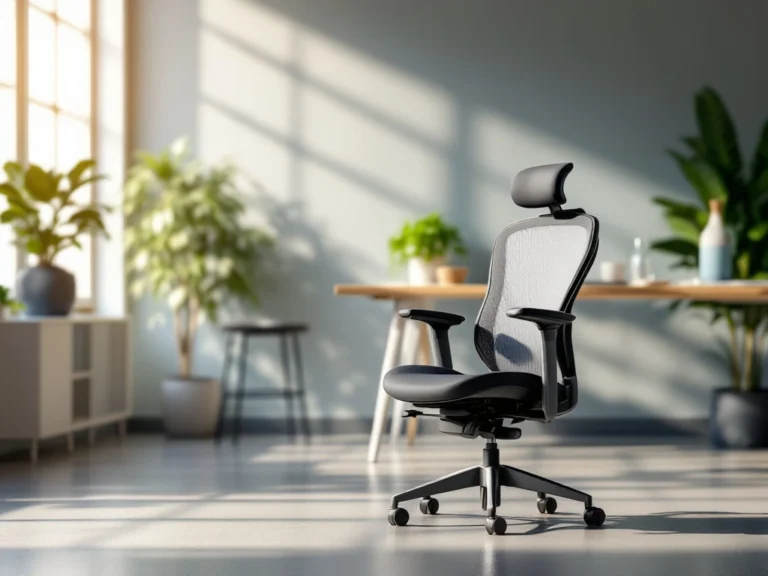 Moderne kantoorruimte met ergonomische Schaffenburg 600NEN stoel, verstelbare functies, en subtiele elementen voor comfort en productiviteit.