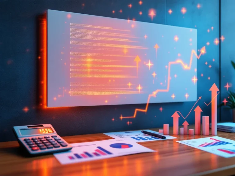 Witte infrarood verwarmingspaneel op kantoorwand met calculator en financiële grafieken op bureau voor energiekostenanalyse