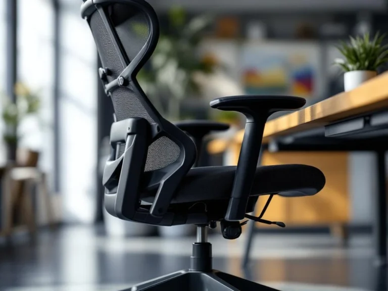 Ergonomische bureaustoel in antracietgrijs met mesh rugleuning en verstelbare armleuningen in modern kantoor