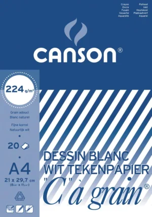 Canson tekenblok C à grain 224 g/m², ft 21 x 29,7 cm (A4) — wit tekenpapier