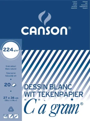 Canson tekenblok C à grain 224 g/m², ft 27 x 36 cm — wit tekenpapier