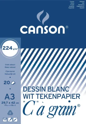 Canson tekenblok C à grain 224 g/m², ft 29,7 x 42 cm (A3) — wit tekenpapier