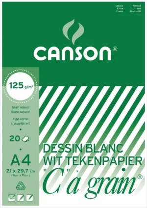 Canson tekenblok C à grain 125 g/m², ft 21 x 29,7 cm (A4) — wit tekenpapier