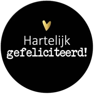 KP etiket "Hartelijk gefeliciteerd", diameter 40 mm, rol van 250 stuks — fantasiesticker