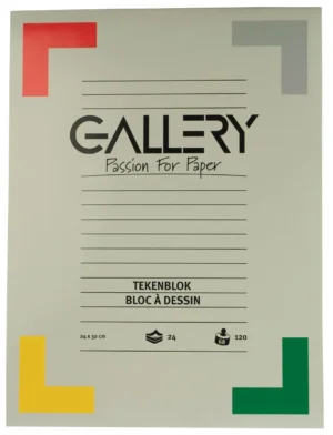 Gallery tekenpapier, 120 g, ft 24 x 32 cm, houtvrij papier, blok van 24 vel — wit tekenpapier