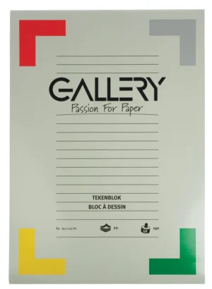 Gallery tekenpapier, 190 g, ft 29,7 x 42 cm, A3, extra zwaar houtvrij papier, blok van 20 vel — wit tekenpapier