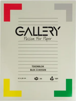 Gallery tekenpapier, 190 g, ft 27 x 36 cm, extra zwaar houtvrij papier, blok van 20 vel — wit tekenpapier
