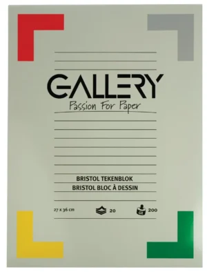 Gallery Bristol tekenpapier, 200 g, ft 27 x 36 cm, blok van 20 vel — wit tekenpapier
