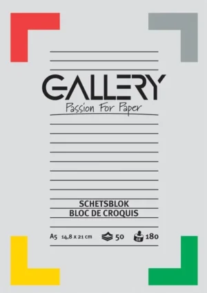 Gallery schetsblok, 180 g/m², ft A5, 50 vel