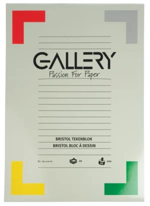 Gallery Bristol tekenpapier, 200 g, ft 29,7 x 42 cm, A3, blok van 20 vel — wit tekenpapier