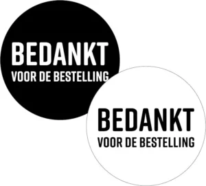 KP etiket "Bedankt voor de bestelling", diameter 40 mm, 2 varianten, rol van 250 stuks — fantasiesticker