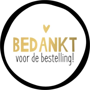 KP etiket "Bedankt voor de bestelling", diameter 40 mm, rol van 250 stuks — fantasiesticker