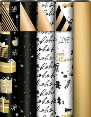 KP geschenkpapier Black & Gold, 70 cm x 2 m, geassorteerde kleuren