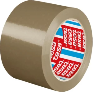 Tesa verpakkingstape premium, ft. 75 mm x 66 m, PVC, Havana — verpakkingstape en dispensers