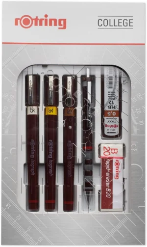 Rotring college set van 9 Isograph 0,25 mm/ 0,35 mm/ 0,5 mm — tekenpennen en -inkt