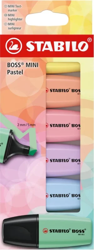 STABILO BOSS MINI Pastel markeerstift, geassorteerde kleuren, blister van 6 stuks