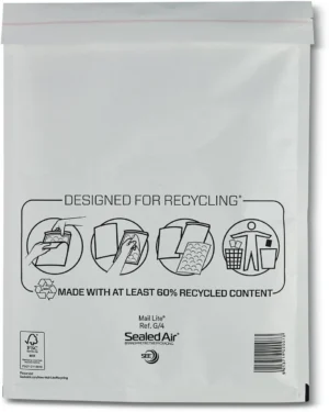 Mail Lite luchtkussenenveloppen, wit, G/4, 230 x 330 mm, doos van 100 stuks — beschermingsenvelop