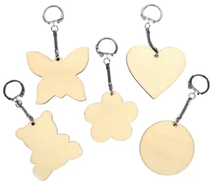 Graine Créative Sleutelhanger hout, assortiment vormen, diameter 55 mm, zakje van 10 stuks — knutsel- en decoratiemateriaal