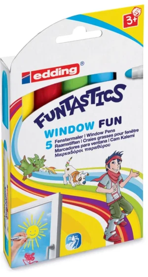 Edding Window Marker Funtastics, ophangetui met 5 stuks — speciale stiften
