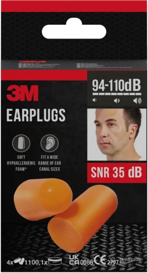 3M oordoppen 1100, geluidsdemping tot 35 dB, blister van 8 stuks met opbergdoosje — veiligheidstoebehoren