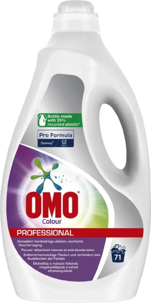 Omo Professional Pro Formula Active Clean Colour wasmiddel, fles van 5 liter, 71 wasbeurten — wasproduct