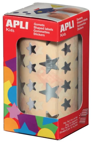 Apli Kids stickers op rol, ster, 2360 stuks, metallic zilver — fantasiesticker