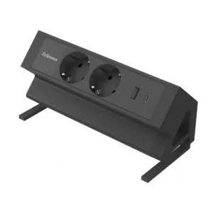 Fellowes contactdoos Power Desk 2, 2 stopcontacten + 1 x USB-A + 1 x USB-C, zwart, voor Nederland — elektriciteit