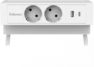 Fellowes contactdoos Power Desk 2, 2 stopcontacten + 1 x USB-A + 1 x USB-C, wit, voor Nederland — detail 2
