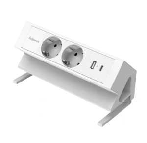 Fellowes contactdoos Power Desk 2, 2 stopcontacten + 1 x USB-A + 1 x USB-C, wit, voor Nederland — elektriciteit