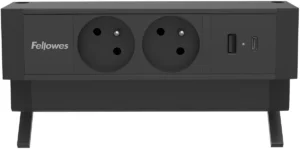 Fellowes contactdoos Power Desk 2, 2 stopcontacten + 1 x USB-A + 1 x USB-C, zwart, voor België — detail 2