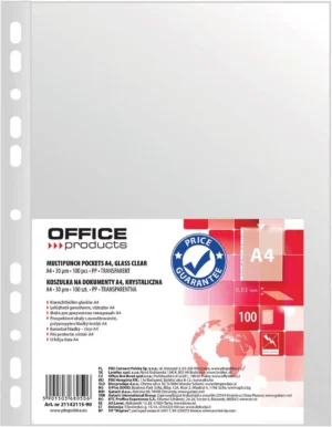 OFFICE products geperforeerde showtas, A4, 30 micron, glashelder, pak van 100 stuks