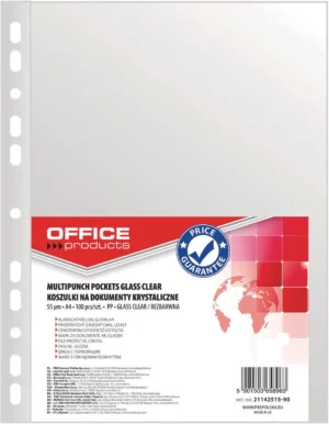 OFFICE products geperforeerde showtas, A4, 55 micron, glashelder, pak van 100 stuks
