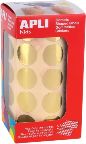 Apli Kids stickers op rol, cirkel diameter 20 mm, 1770 stuks, metallic goud — fantasiesticker
