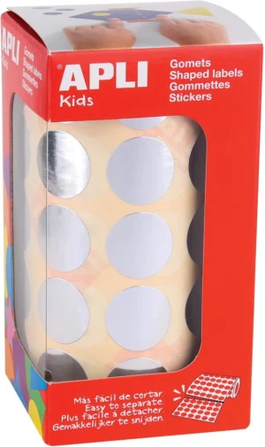 Apli Kids stickers op rol, cirkel diameter 20 mm, 1770 stuks, metallic zilver — fantasiesticker