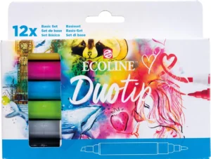 Talens Ecoline Duotip Brush pen, etui van 12 stuks, basis — speciale stiften